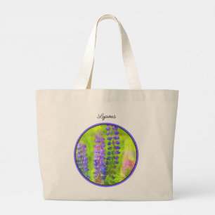Lupine Painting Original Wildflower Art Large Tote Bag