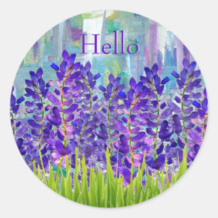 Lupine violette Fleurs Hello Stickers ronds