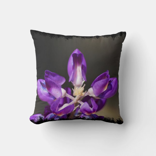 Lupine Wonder Black Edge Throw Pillow (Front)