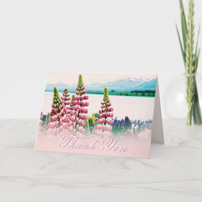 Lupins Fleurs Merci Montagnes Nature Card (Devant)