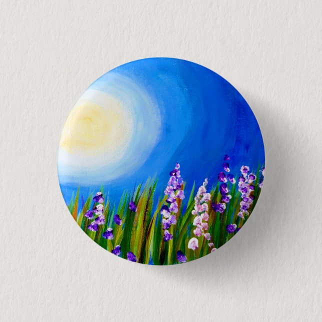 Lupins in a Grassy meadow 1 Inch Round Button (Front)