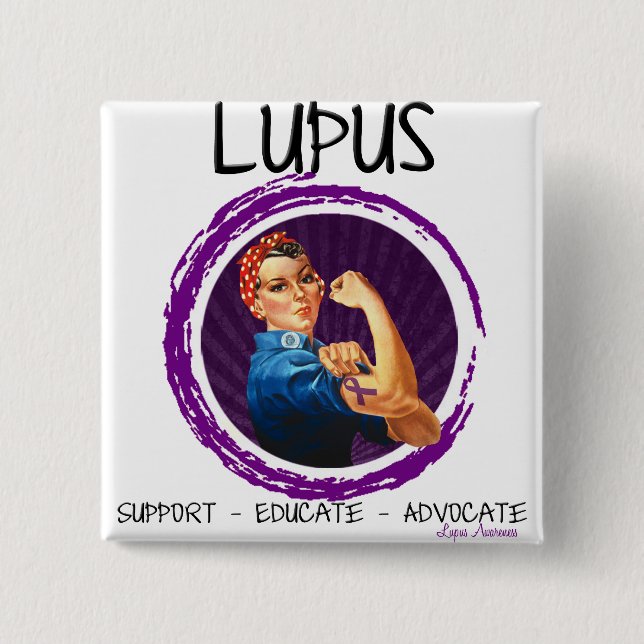 Lupus- Advocate, Educate, Support 2 Inch Square Button (Front)