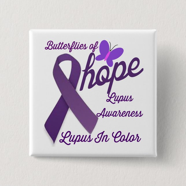 Lupus Awareness 2 Inch Square Button (Front)