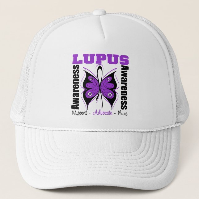 Lupus Awareness Butterfly Trucker Hat (Front)