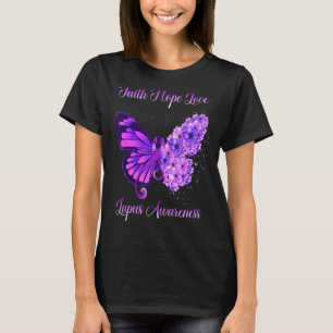Lupus Awareness Month Flowers Butterfly 2022 Faith T-Shirt