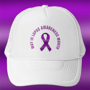 Lupus Awareness Month / Purple Ribbon Custom Text Trucker Hat