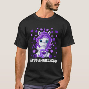 Lupus Awareness Month Purple Ribbon Unicorn T-Shirt