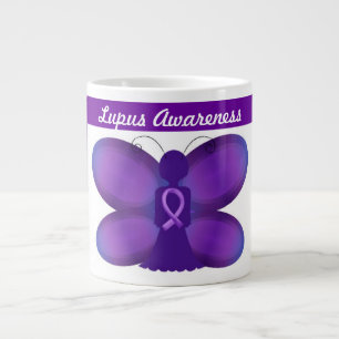 Lupus Awareness purple  butterfly fairy Large Coffee Mug