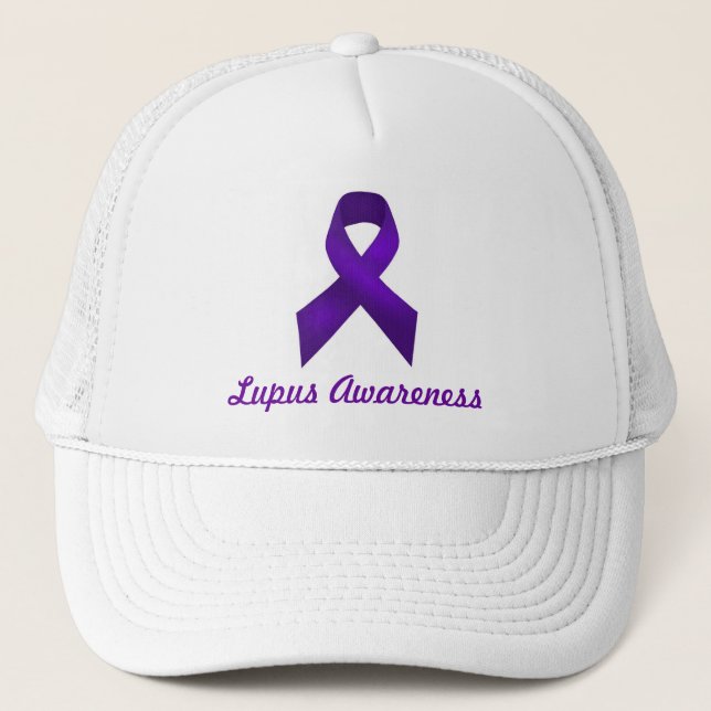 Lupus Awareness Purple Ribbon Trucker Hat (Front)