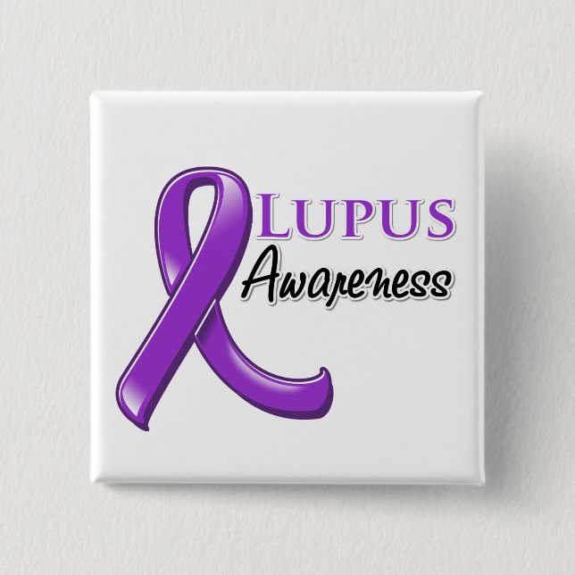 Lupus Awareness Ribbon 2 Inch Square Button (Front)