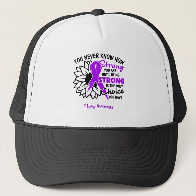 Lupus Awareness Ribbon Support Gifts Trucker Hat (Front)