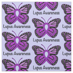 Lupus Awareness Ribbon with Butterfly Fabric