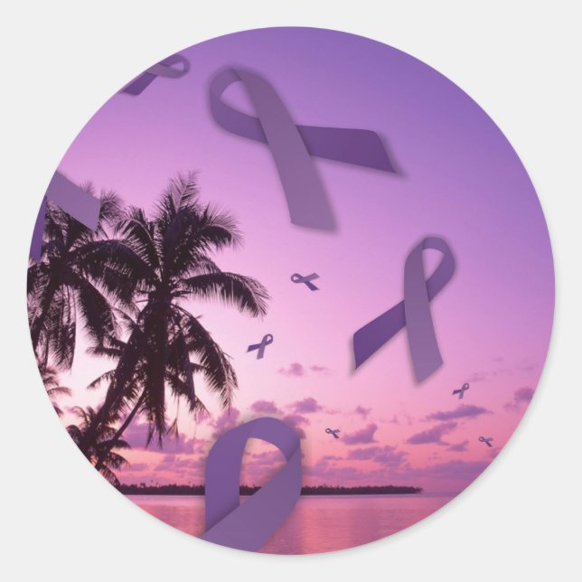 Lupus Awareness Ribbons Float Through the Tropics Classic Round Sticker (Front)