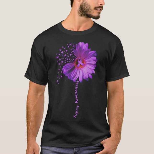 Lupus Awareness  Sunflower Ribbon T-Shirt (Front)