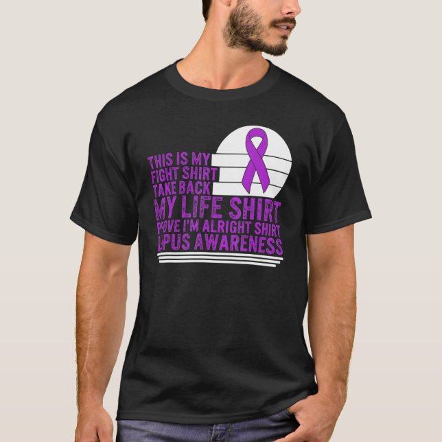 Lupus Awareness This My Fight Purple Ribbon Warrio T-Shirt (Front)