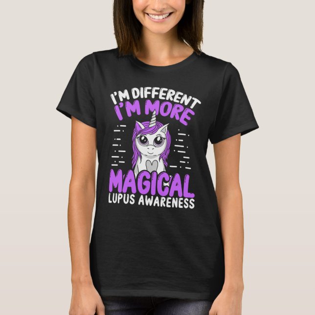 Lupus Awareness Unicorn Women Purple Ribbon T-Shirt (Front)