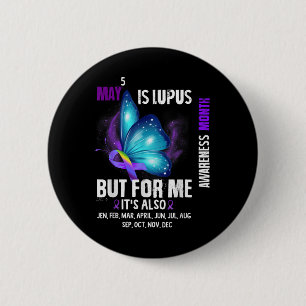 Lupus Awareness Warrior Purple Ribbon Butterfly Mo 2 Inch Round Button