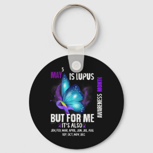 Lupus Awareness Warrior Purple Ribbon Butterfly Mo Keychain