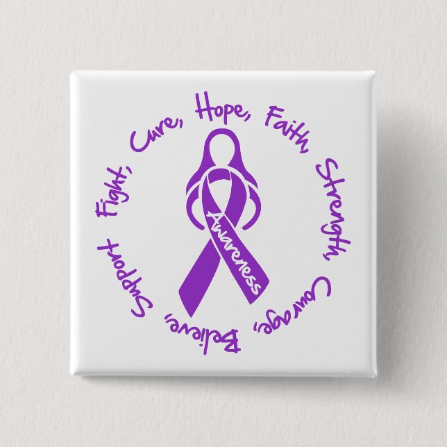 Lupus Fight Cure Hope Logo 2 Inch Square Button (Front)