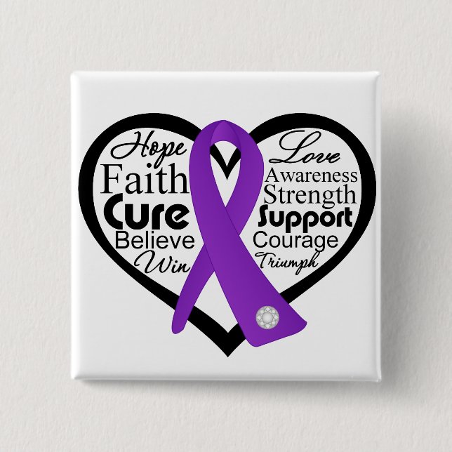 Lupus Heart Ribbon Collage 2 Inch Square Button (Front)