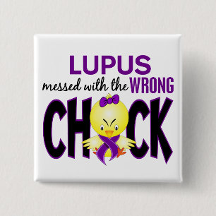 Lupus Messed With The Wrong Chick 2 Inch Square Button
