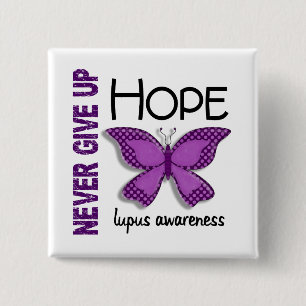 Lupus Never Give Up Hope Butterfly 4.1 2 Inch Square Button