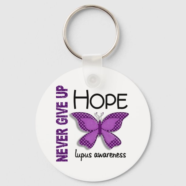 Lupus Never Give Up Hope Butterfly 4.1 Keychain (Front)
