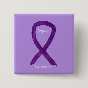 Lupus Purple Awareness Ribbon Custom Art Pin
