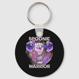 Lupus Spoonie Warrior Barbell Purple Fist Strong G Keychain