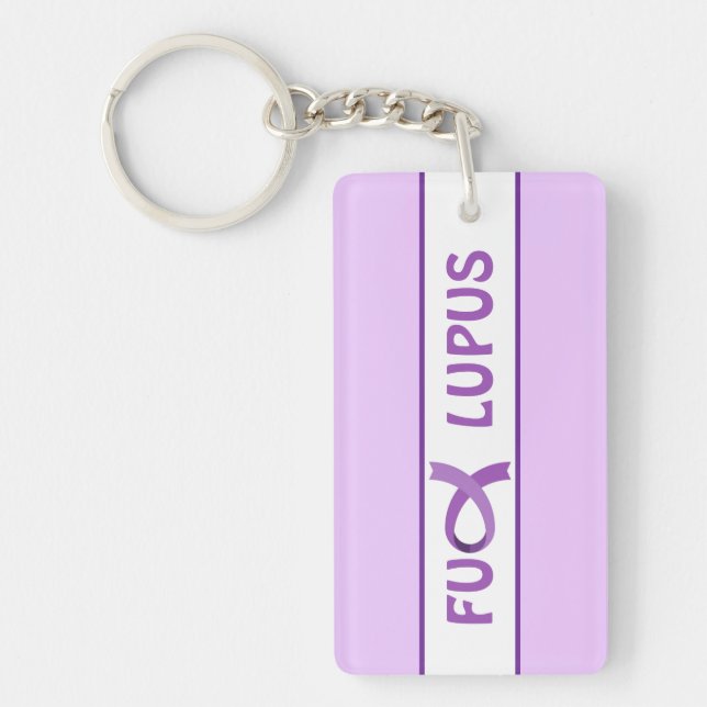 Lupus Support Purple Ribbon Keychain (Front)