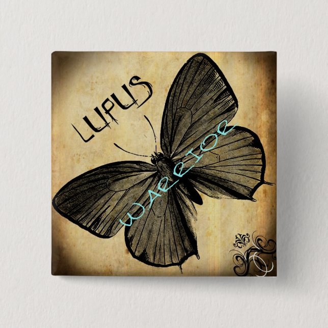 lupus warrior 2 inch square button (Front)