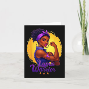 Lupus Warrior Afro Black Woman Wear Purple Ribbon Card