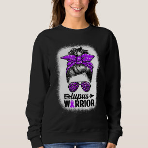 Lupus Warrior Messy Bun Women Wear Purple Lupus A Sweatshirt