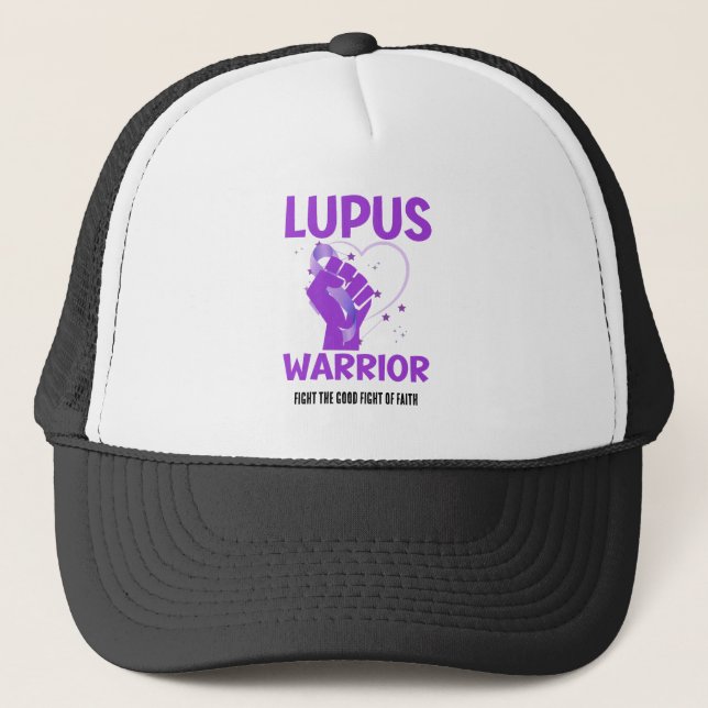 LUPUS WARRIOR Purple Raising Awareness Month Trucker Hat (Front)