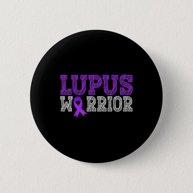 Lupus Warrior Purple Ribbon Lupus Awareness Month  2 Inch Round Button (Front)