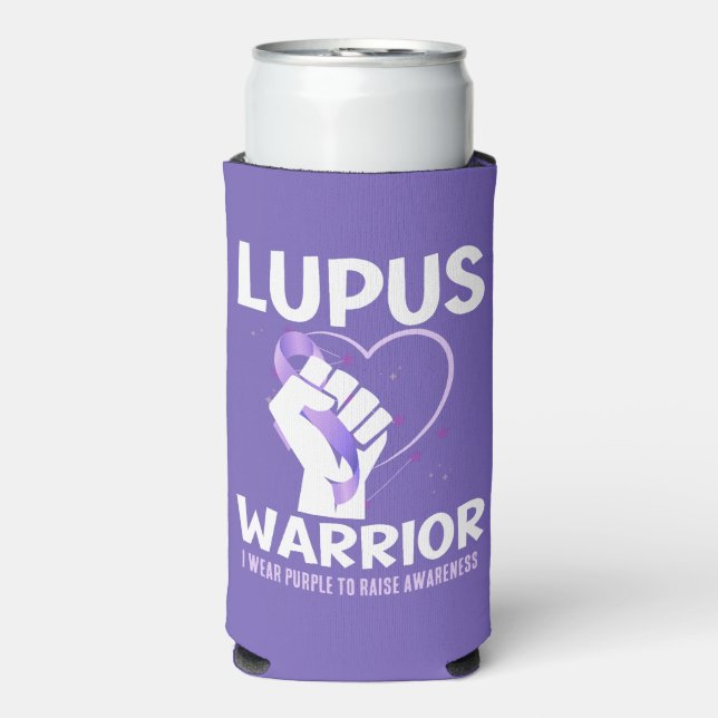 LUPUS WARRIOR Purple Ribbon Raising Awareness Seltzer Can Cooler (Seltzer Front)