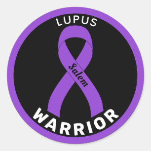 Lupus Warrior Ribbon Black Round Sticker