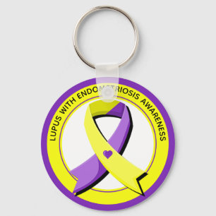 Lupus with Endometriosis Awareness Heart Keychain