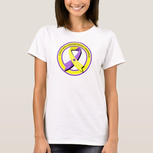 Lupus with Endometriosis Awareness Heart T-Shirt (Front)