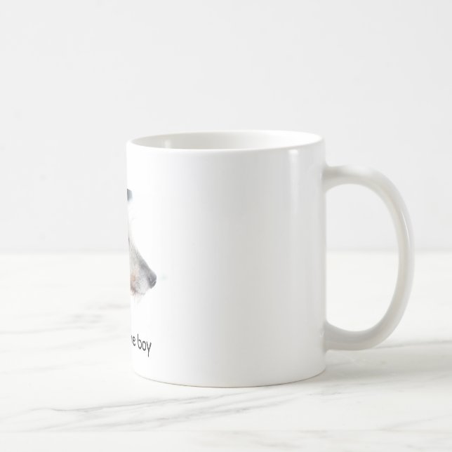 Lurcher dog in snow, Handsome boy Coffee Mug (Right)