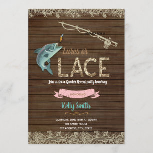 Lure or lace gender reveal party invitation