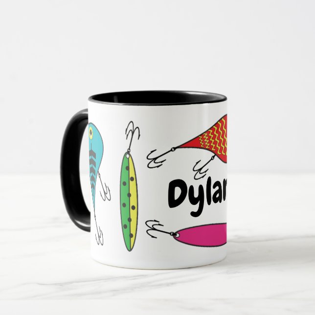 Lures de pêche colorées Nom Café Mug (Devant gauche)