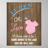 Lures or Lace Wooden Gender Reveal Baby Sign