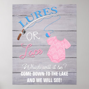 Lures or Lace Wooden Gender Reveal Baby Sign