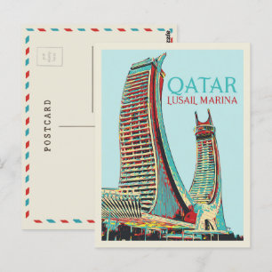 Lusail Marina buildings illustration Qatar Postcar Postcard