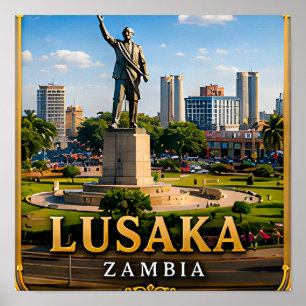 Lusaka Freedom Monument and Zambian Heart Poster