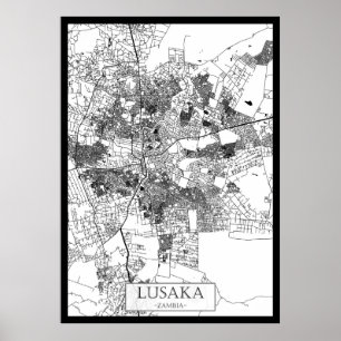 Lusaka Zambia City Map Poster