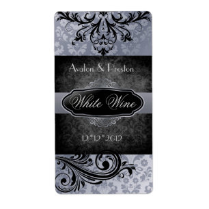 Luscieux Vintage Gris Scroll Mariage Étiquette de