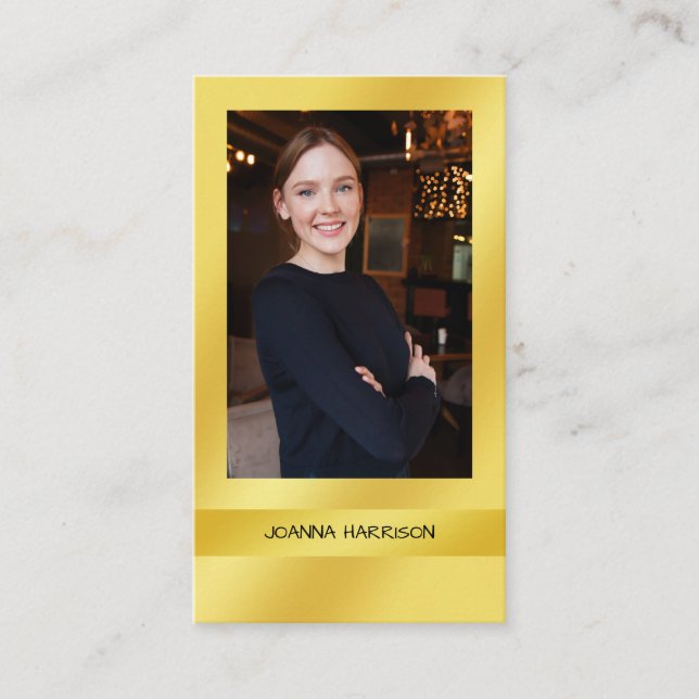 Luscious Elegant Modern Gold Band Background Photo Business Card (Front)