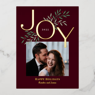 Luscious Joy Foil Holiday Postcard Christmas Card